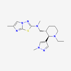 molecular formula C18H27N7S B6873157 N-[[(2R,3S)-1-ethyl-2-(1-methylpyrazol-4-yl)piperidin-3-yl]methyl]-N,6-dimethylimidazo[2,1-b][1,3,4]thiadiazol-2-amine 