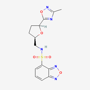 molecular formula C14H15N5O5S B6873212 N-[[(2R,5S)-5-(3-methyl-1,2,4-oxadiazol-5-yl)oxolan-2-yl]methyl]-2,1,3-benzoxadiazole-4-sulfonamide 