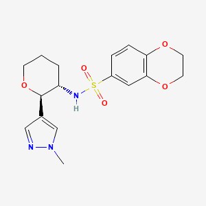 molecular formula C17H21N3O5S B6873257 N-[(2R,3S)-2-(1-methylpyrazol-4-yl)oxan-3-yl]-2,3-dihydro-1,4-benzodioxine-6-sulfonamide 