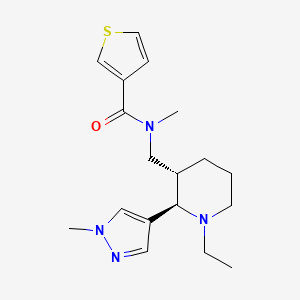 molecular formula C18H26N4OS B6873278 N-[[(2R,3S)-1-ethyl-2-(1-methylpyrazol-4-yl)piperidin-3-yl]methyl]-N-methylthiophene-3-carboxamide 