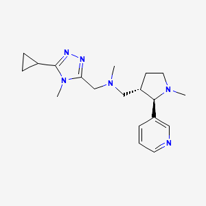 molecular formula C19H28N6 B6873344 N-[(5-cyclopropyl-4-methyl-1,2,4-triazol-3-yl)methyl]-N-methyl-1-[(2R,3S)-1-methyl-2-pyridin-3-ylpyrrolidin-3-yl]methanamine 