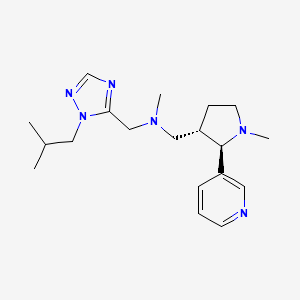 molecular formula C19H30N6 B6873403 N-methyl-N-[[2-(2-methylpropyl)-1,2,4-triazol-3-yl]methyl]-1-[(2R,3S)-1-methyl-2-pyridin-3-ylpyrrolidin-3-yl]methanamine 