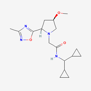 molecular formula C17H26N4O3 B6873493 N-(dicyclopropylmethyl)-2-[(2R,4R)-4-methoxy-2-(3-methyl-1,2,4-oxadiazol-5-yl)pyrrolidin-1-yl]acetamide 