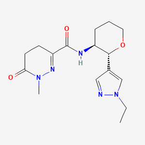 molecular formula C16H23N5O3 B6873659 N-[(2R,3S)-2-(1-ethylpyrazol-4-yl)oxan-3-yl]-1-methyl-6-oxo-4,5-dihydropyridazine-3-carboxamide 
