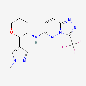 molecular formula C15H16F3N7O B6873673 N-[(2R,3S)-2-(1-methylpyrazol-4-yl)oxan-3-yl]-3-(trifluoromethyl)-[1,2,4]triazolo[4,3-b]pyridazin-6-amine 