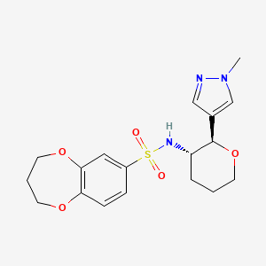 molecular formula C18H23N3O5S B6873763 N-[(2R,3S)-2-(1-methylpyrazol-4-yl)oxan-3-yl]-3,4-dihydro-2H-1,5-benzodioxepine-7-sulfonamide 