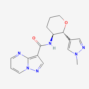 molecular formula C16H18N6O2 B6873781 N-[(2R,3S)-2-(1-methylpyrazol-4-yl)oxan-3-yl]pyrazolo[1,5-a]pyrimidine-3-carboxamide 