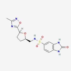 molecular formula C15H17N5O5S B6873827 N-[[(2R,5S)-5-(3-methyl-1,2,4-oxadiazol-5-yl)oxolan-2-yl]methyl]-2-oxo-1,3-dihydrobenzimidazole-5-sulfonamide 