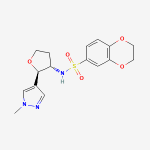 molecular formula C16H19N3O5S B6873832 N-[(2R,3S)-2-(1-methylpyrazol-4-yl)oxolan-3-yl]-2,3-dihydro-1,4-benzodioxine-6-sulfonamide 