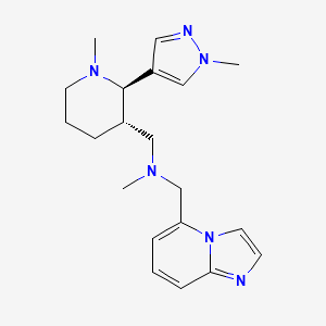 molecular formula C20H28N6 B6874021 N-(imidazo[1,2-a]pyridin-5-ylmethyl)-N-methyl-1-[(2R,3S)-1-methyl-2-(1-methylpyrazol-4-yl)piperidin-3-yl]methanamine 