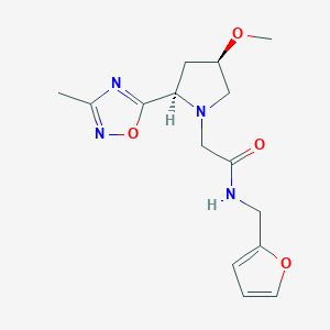 molecular formula C15H20N4O4 B6874028 N-(furan-2-ylmethyl)-2-[(2R,4R)-4-methoxy-2-(3-methyl-1,2,4-oxadiazol-5-yl)pyrrolidin-1-yl]acetamide 