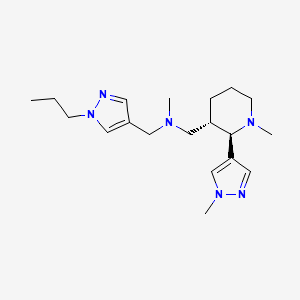 molecular formula C19H32N6 B6874043 N-methyl-1-[(2R,3S)-1-methyl-2-(1-methylpyrazol-4-yl)piperidin-3-yl]-N-[(1-propylpyrazol-4-yl)methyl]methanamine 