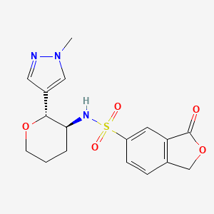 molecular formula C17H19N3O5S B6874087 N-[(2R,3S)-2-(1-methylpyrazol-4-yl)oxan-3-yl]-3-oxo-1H-2-benzofuran-5-sulfonamide 
