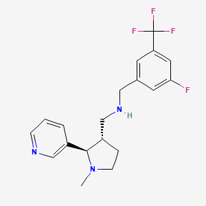 molecular formula C19H21F4N3 B6874101 N-[[3-fluoro-5-(trifluoromethyl)phenyl]methyl]-1-[(2R,3S)-1-methyl-2-pyridin-3-ylpyrrolidin-3-yl]methanamine 