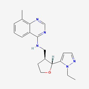 molecular formula C19H23N5O B6874194 N-[[(2R,3S)-2-(2-ethylpyrazol-3-yl)oxolan-3-yl]methyl]-8-methylquinazolin-4-amine 