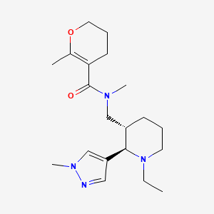 molecular formula C20H32N4O2 B6874202 N-[[(2R,3S)-1-ethyl-2-(1-methylpyrazol-4-yl)piperidin-3-yl]methyl]-N,6-dimethyl-3,4-dihydro-2H-pyran-5-carboxamide 