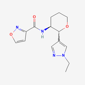 molecular formula C14H18N4O3 B6874226 N-[(2R,3S)-2-(1-ethylpyrazol-4-yl)oxan-3-yl]-1,2-oxazole-3-carboxamide 