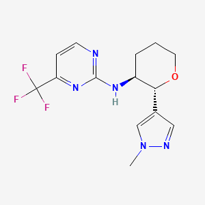 molecular formula C14H16F3N5O B6874257 N-[(2R,3S)-2-(1-methylpyrazol-4-yl)oxan-3-yl]-4-(trifluoromethyl)pyrimidin-2-amine 