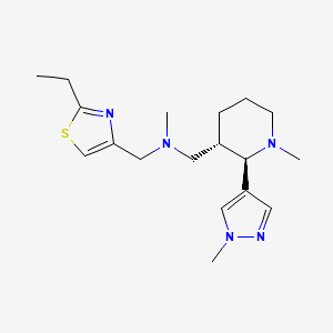 molecular formula C18H29N5S B6874280 N-[(2-ethyl-1,3-thiazol-4-yl)methyl]-N-methyl-1-[(2R,3S)-1-methyl-2-(1-methylpyrazol-4-yl)piperidin-3-yl]methanamine 