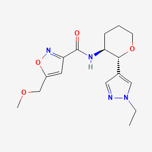molecular formula C16H22N4O4 B6874337 N-[(2R,3S)-2-(1-ethylpyrazol-4-yl)oxan-3-yl]-5-(methoxymethyl)-1,2-oxazole-3-carboxamide 