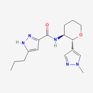 molecular formula C16H23N5O2 B6874396 N-[(2R,3S)-2-(1-methylpyrazol-4-yl)oxan-3-yl]-5-propyl-1H-pyrazole-3-carboxamide 