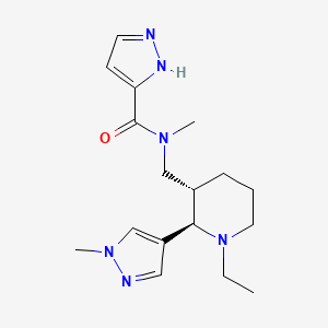 molecular formula C17H26N6O B6874403 N-[[(2R,3S)-1-ethyl-2-(1-methylpyrazol-4-yl)piperidin-3-yl]methyl]-N-methyl-1H-pyrazole-5-carboxamide 