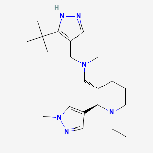molecular formula C21H36N6 B6874436 N-[(5-tert-butyl-1H-pyrazol-4-yl)methyl]-1-[(2R,3S)-1-ethyl-2-(1-methylpyrazol-4-yl)piperidin-3-yl]-N-methylmethanamine 