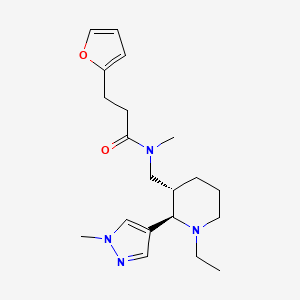 molecular formula C20H30N4O2 B6874464 N-[[(2R,3S)-1-ethyl-2-(1-methylpyrazol-4-yl)piperidin-3-yl]methyl]-3-(furan-2-yl)-N-methylpropanamide 
