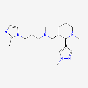 molecular formula C19H32N6 B6874574 N-methyl-3-(2-methylimidazol-1-yl)-N-[[(2R,3S)-1-methyl-2-(1-methylpyrazol-4-yl)piperidin-3-yl]methyl]propan-1-amine 