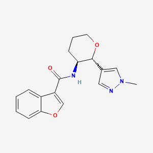 molecular formula C18H19N3O3 B6874633 N-[(2R,3S)-2-(1-methylpyrazol-4-yl)oxan-3-yl]-1-benzofuran-3-carboxamide 