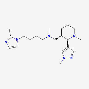 molecular formula C20H34N6 B6874642 N-methyl-4-(2-methylimidazol-1-yl)-N-[[(2R,3S)-1-methyl-2-(1-methylpyrazol-4-yl)piperidin-3-yl]methyl]butan-1-amine 
