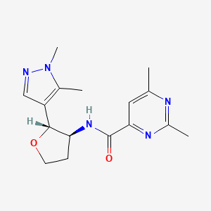 molecular formula C16H21N5O2 B6874657 N-[(2R,3S)-2-(1,5-dimethylpyrazol-4-yl)oxolan-3-yl]-2,6-dimethylpyrimidine-4-carboxamide 