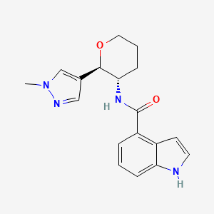 molecular formula C18H20N4O2 B6874775 N-[(2R,3S)-2-(1-methylpyrazol-4-yl)oxan-3-yl]-1H-indole-4-carboxamide 