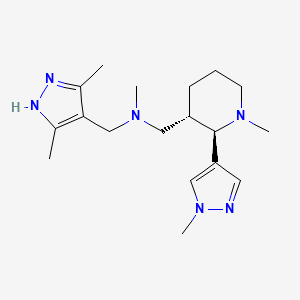 molecular formula C18H30N6 B6874847 N-[(3,5-dimethyl-1H-pyrazol-4-yl)methyl]-N-methyl-1-[(2R,3S)-1-methyl-2-(1-methylpyrazol-4-yl)piperidin-3-yl]methanamine 