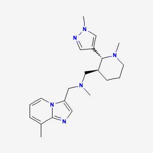 molecular formula C21H30N6 B6874876 N-methyl-N-[(8-methylimidazo[1,2-a]pyridin-3-yl)methyl]-1-[(2R,3S)-1-methyl-2-(1-methylpyrazol-4-yl)piperidin-3-yl]methanamine 