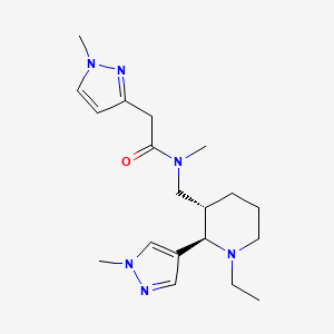 molecular formula C19H30N6O B6875007 N-[[(2R,3S)-1-ethyl-2-(1-methylpyrazol-4-yl)piperidin-3-yl]methyl]-N-methyl-2-(1-methylpyrazol-3-yl)acetamide 