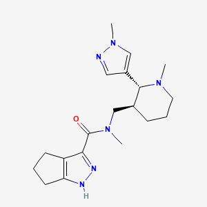 molecular formula C19H28N6O B6875011 N-methyl-N-[[(2R,3S)-1-methyl-2-(1-methylpyrazol-4-yl)piperidin-3-yl]methyl]-1,4,5,6-tetrahydrocyclopenta[c]pyrazole-3-carboxamide 