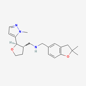 molecular formula C20H27N3O2 B6875029 N-[(2,2-dimethyl-3H-1-benzofuran-5-yl)methyl]-1-[(2R,3S)-2-(2-methylpyrazol-3-yl)oxolan-3-yl]methanamine 