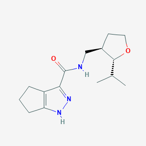 molecular formula C15H23N3O2 B6875062 N-[[(2R,3R)-2-propan-2-yloxolan-3-yl]methyl]-1,4,5,6-tetrahydrocyclopenta[c]pyrazole-3-carboxamide 