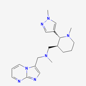molecular formula C19H27N7 B6875072 N-(imidazo[1,2-a]pyrimidin-3-ylmethyl)-N-methyl-1-[(2R,3S)-1-methyl-2-(1-methylpyrazol-4-yl)piperidin-3-yl]methanamine 