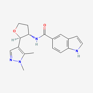molecular formula C18H20N4O2 B6875126 N-[(2R,3S)-2-(1,5-dimethylpyrazol-4-yl)oxolan-3-yl]-1H-indole-5-carboxamide 