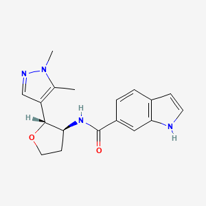 molecular formula C18H20N4O2 B6875130 N-[(2R,3S)-2-(1,5-dimethylpyrazol-4-yl)oxolan-3-yl]-1H-indole-6-carboxamide 