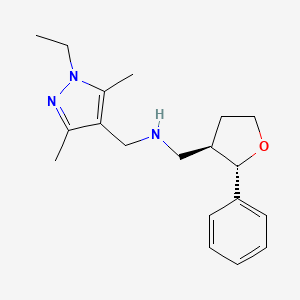 molecular formula C19H27N3O B6875182 N-[(1-ethyl-3,5-dimethylpyrazol-4-yl)methyl]-1-[(2S,3R)-2-phenyloxolan-3-yl]methanamine 