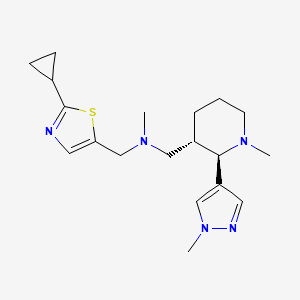 molecular formula C19H29N5S B6875231 N-[(2-cyclopropyl-1,3-thiazol-5-yl)methyl]-N-methyl-1-[(2R,3S)-1-methyl-2-(1-methylpyrazol-4-yl)piperidin-3-yl]methanamine 