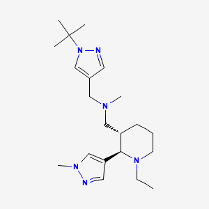 molecular formula C21H36N6 B6875237 N-[(1-tert-butylpyrazol-4-yl)methyl]-1-[(2R,3S)-1-ethyl-2-(1-methylpyrazol-4-yl)piperidin-3-yl]-N-methylmethanamine 