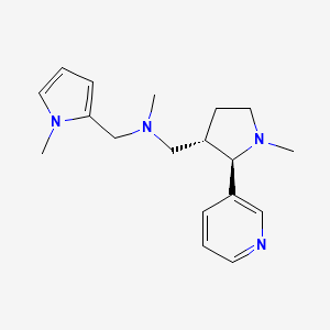 molecular formula C18H26N4 B6875243 N-methyl-1-[(2R,3S)-1-methyl-2-pyridin-3-ylpyrrolidin-3-yl]-N-[(1-methylpyrrol-2-yl)methyl]methanamine 