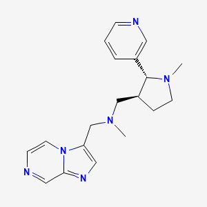 molecular formula C19H24N6 B6875265 N-(imidazo[1,2-a]pyrazin-3-ylmethyl)-N-methyl-1-[(2R,3S)-1-methyl-2-pyridin-3-ylpyrrolidin-3-yl]methanamine 