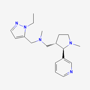 molecular formula C18H27N5 B6875271 N-[(2-ethylpyrazol-3-yl)methyl]-N-methyl-1-[(2R,3S)-1-methyl-2-pyridin-3-ylpyrrolidin-3-yl]methanamine 