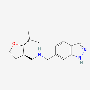 molecular formula C16H23N3O B6875298 N-(1H-indazol-6-ylmethyl)-1-[(2R,3R)-2-propan-2-yloxolan-3-yl]methanamine 