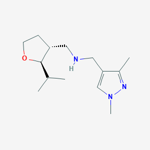 molecular formula C14H25N3O B6875458 N-[(1,3-dimethylpyrazol-4-yl)methyl]-1-[(2R,3R)-2-propan-2-yloxolan-3-yl]methanamine 